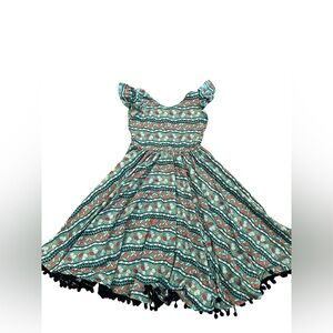 Bundle of 2- Dot Dot Smile Green and Red Patterned Kids Dress G8/10